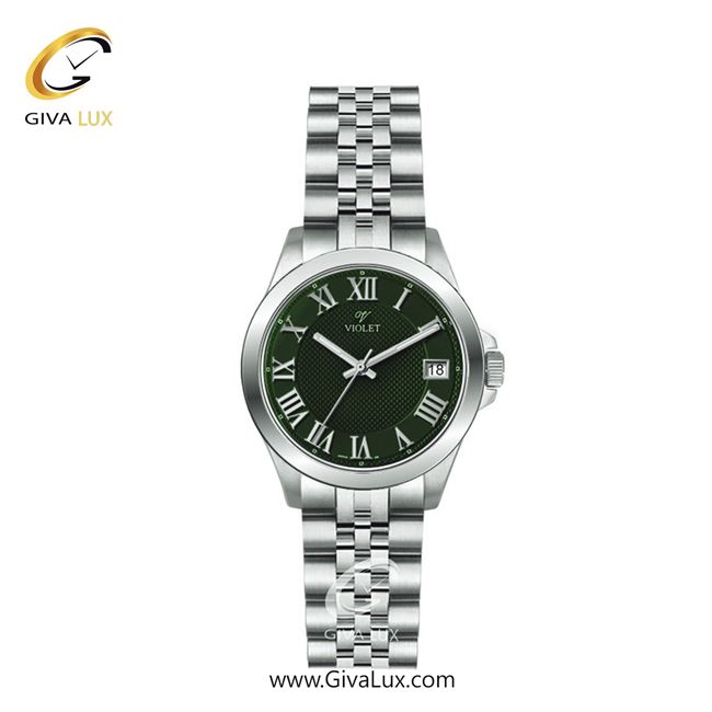 ساعت مچی اورجینال زنانه ویولت VIOLET نقره ای | نقره ای| سبز یشمی تیره| کد رفرنس 0556 | 0571